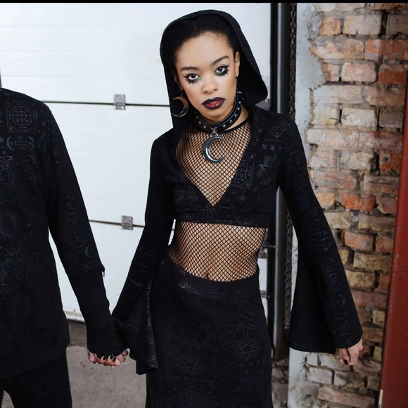 KILLSTAR Witchhead Hooded Crop Top Goth Witchy - Picture 2 of 8